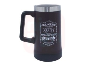 Caneca Termica De Inox Para Cerveja Com Parede Dupla Frases Pai 700ML